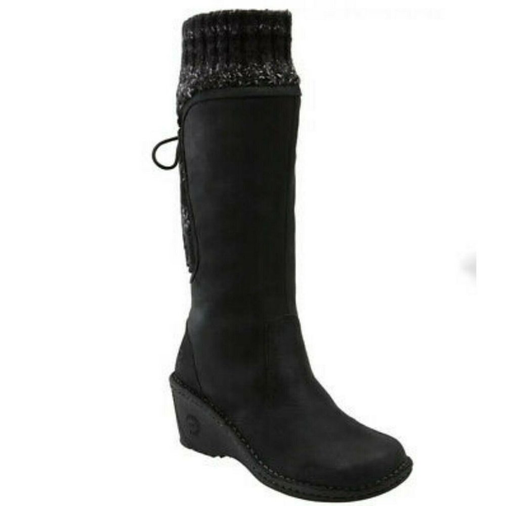 UGG Womens Olive Skylair Tall Knit Sweater Wedge Heel Leather Snow Boots Size 9